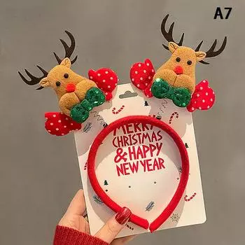 Christmas Headband Cartoon Santa Claus Snowman Elk Hair Band Gifts Happy Year Merry Christmas Headwear