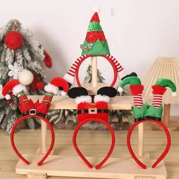 Christmas Headband Kids Adult Deer Antlers Santa Claus Leg Xmas Tree Hair Accessories Kids Photo Props 2025 Christmas Decoration B