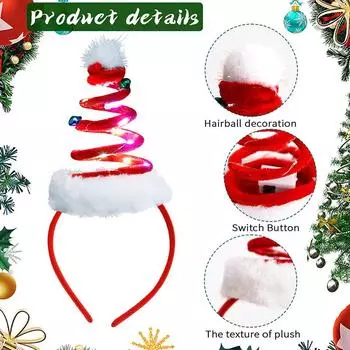 Christmas Headband With Led Lights Snowflake Xmas Tree Hair Band Christmas Decorations For Home Girls Women Year Gifts