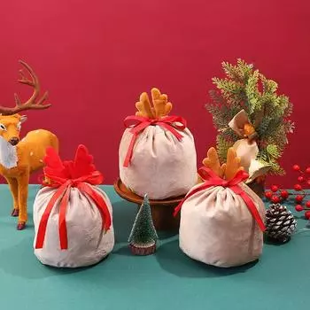 Christmas Holders Purses Chocolate Cookies Candies Wrapping Packaging Cartoon Reindeer Antler
