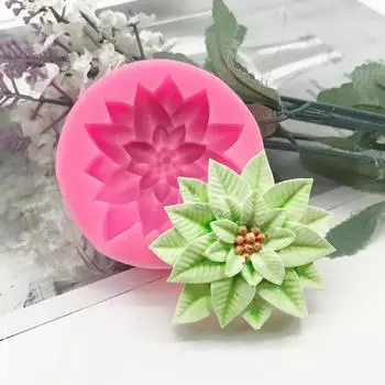 Christmas Holly Leaf Silicone Mold Fondant Cake Decoration Kitchen Baking Tool Chocolate 3D Fruit Flower Candle Soap Resin Mould розовый