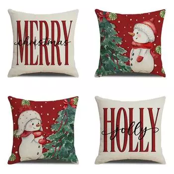 Christmas home decoration pillow cover snowman Christmas tree printed sofa cushion suite room decoration friend gift 40x40cm