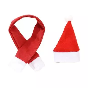 Christmas Home Furnishings Non Woven Scarf+Hat Wine Bottle Decoration Christmas Wine Bottle Decoration One Size красный
