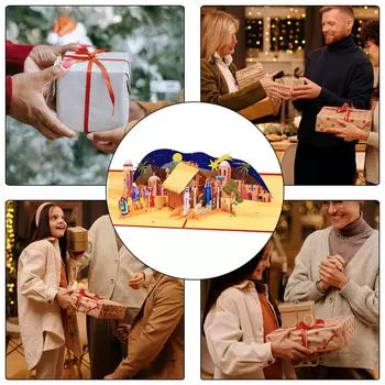 Christmas House Scene 3D Greeting Card Festival Gifts Postcard Handmade Festives Decoration for Holiday Celebration