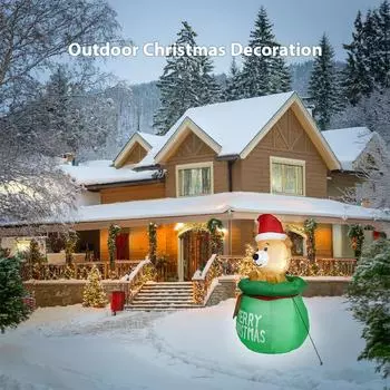 Christmas Inflatables Outdoor Decorations Gift Pack Puppies 5FT Built-in LED Lights and Air Blower Blow Up Christmas Decorations