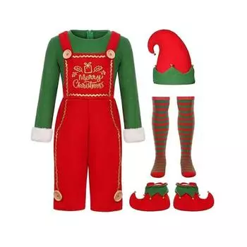 Christmas Kids Adult Elf Cosplay Costume Xmas Perform Clothes Fancy Dress Outfit Boy,120(For Children)