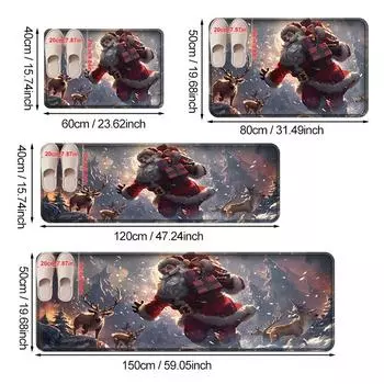 Christmas Kitchen mat Cartoon reindeer and Santa Claus pattern non-slip Bathroom mat Suitable for Living room home decoration 40x60cm