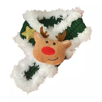 Christmas Knitted Scarf Party Cute Pet Winter for Dogs Cats Green S