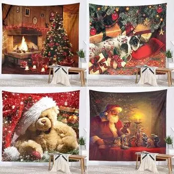 Christmas Landscape Snowman Tapestry Bedroom Living Room Home Christmas Decorative Tapestry 100x75cm