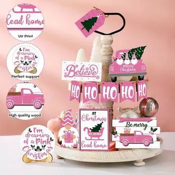 Christmas Layered Tray 12-piece Set Wooden Craft Ornaments Christmas Snowman Creative Desktop Decoration