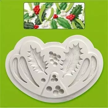 Christmas Leaves DIY Xmas Fruit Silicone Chocolate Candy Mold Fondant Sugarcraft Mould Tools Cake Mold 1pcs