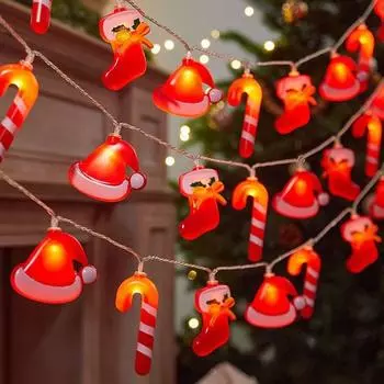 Christmas LED Light String Candy Cane Xmas Tree Hanging Ornaments Christmas Decoration For Home Kids Gift New Year 1.5M 10LED