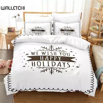 Christmas Letter Bedding Set Duvet Cover Set 3d Bedding Digital Printing Bed Linen Queen Size Bedding Set Fashion Design EU single(135x200cm)