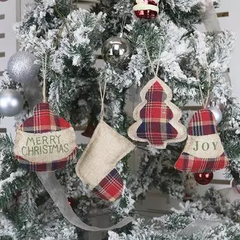 Christmas Linen Pendant Christmas Tree Hanging Pendants Xmas Tree Bell Decoration christmas decor for home Party New Year B