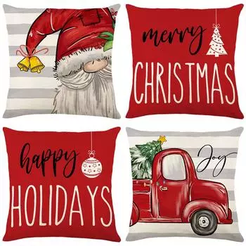 Christmas Linen Pillow Cover Christmas Sofa Pillow Home Printed Pillow Cover Pillow Cover 45*45cm JYM376-1