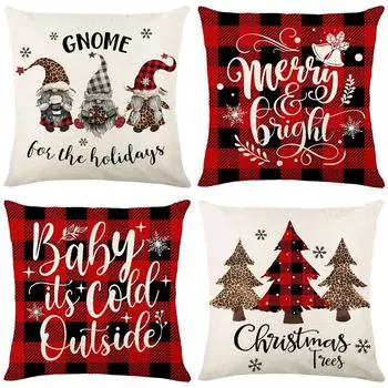 Чехол на подушку из льна с рождественским принтом в виде елки Чехол на подушку для дивана Чехол на подушку для изголовья кровати 45*45cm JYM215-1