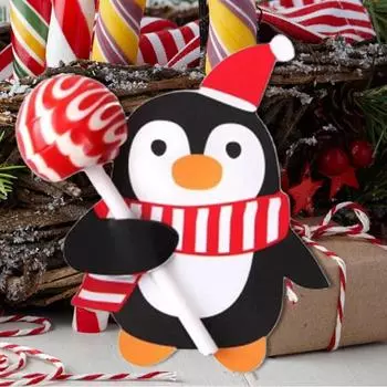 Christmas Lollipop Paper Cards Cartoon Santa Claus Penguin Snowman Kids Candy Gifts Package Wrapping New Year Party Decoration 25PCS