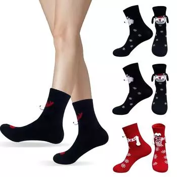 Christmas Magnetic Holding Hands Socks Soft Warm Unisex Couple Socks Christmas Socks for Christmas Holiday Or Birthday Gift