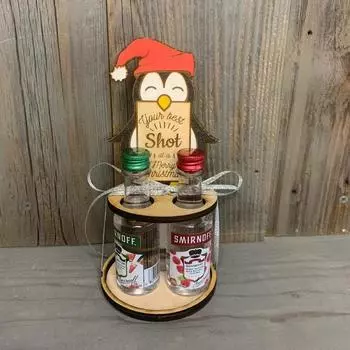 Christmas mini wine bottle rack wooden wine rack fun shooting rack desktop window decoration ornament Customized (25 * 15cm)