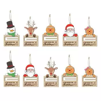 Christmas Money Holder Tree Pendant Practical Ideal Gift Hanging Decorations Wooden Money Holder for Room Living Room Home Party