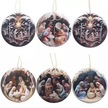 Christmas Nativity Jesus Hanging Ornament Acrylic Xmas Tree Pendants Party Supplies style 1