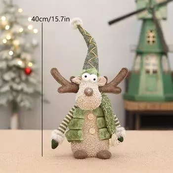 Christmas New Green Fabric Long-billed Elk Doll Christmas Set Ornament