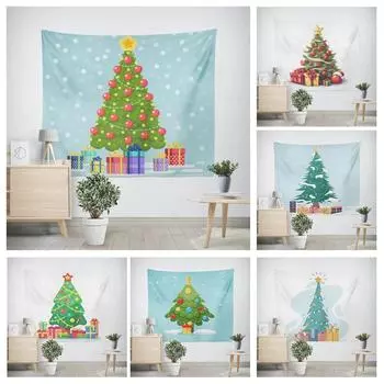 Christmas New Year Christmas Tree Pattern Living Room Bedroom Decorative Tapestry 100x75cm