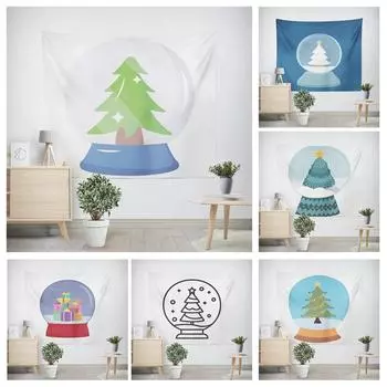Christmas New Year Crystal Ball Pattern Tapestry Living Room Sofa Car Interior Decoration Tapestry 100x75cm