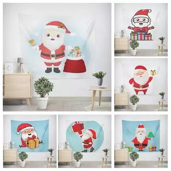 Christmas New Year Cute Santa Claus Gift Pattern Living Room Bedroom Decorative Tapestry 100x75cm