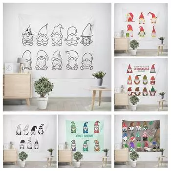 Рождественский новогодний узор с изображением гнома-гнома для гостиной и спальни, декоративный гобелен 100x75cm
