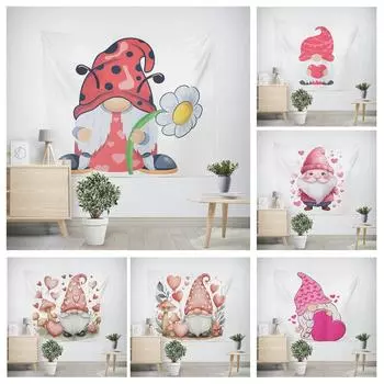 Christmas New Year Gnome Love Pattern Tapestry Living Room Sofa Car Interior Decoration Tapestry 100x75cm