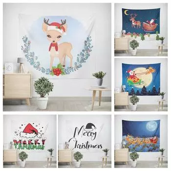 Рождественский Новый год Сани Лося Гобелен Гостиная Диван Домашний Декор Рождественский Подарок 100x75cm