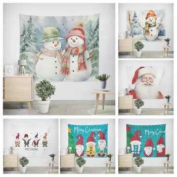 Christmas New Year Snowman Pattern Tapestry Living Room Sofa Home Decor Christmas Gift 100x75cm