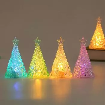 Рождественский ночник акриловая рождественская елка светодиодное украшение блестящая настольная фигурка мини праздник Colorful Light чистый