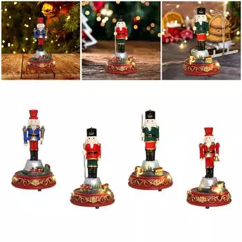Christmas Nutcracker Statue with Light and Music for Shelf Indoor Bedroom