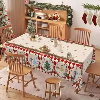 Christmas Nutcracker Sugar Plum Fairy Waterproof Tablecloth Party Decor Winter Xmas Rectangle Table Cloths Christmas Decorations 50x50cm napkin