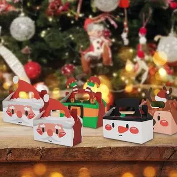 Christmas Paper Box Handbag Christmas Biscuit Cake Pastry Box 4pcs