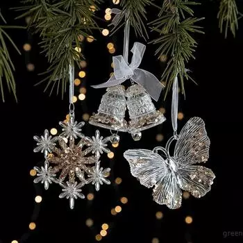 Christmas Pendants Acrylic Sequin Snowflakes Christmas Tree Ornaments Hanging Decoration Xmas New Year Atmosphere Supplies