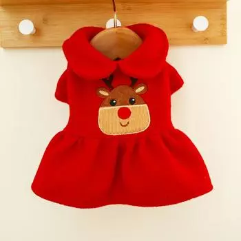 Christmas Pet Clothes Moose Hoodie Skirt Costume Dog Dress Costume New Year Holiday Pet Clothes for Small Medium Dog Chihuahua XS