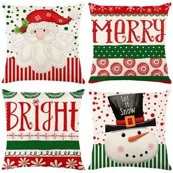 Christmas Pillow Case Cartoon Santa Printed Pillow Pillow Home Decor Cushion Pillow Cover 45*45cm JYM373-1