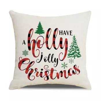 Christmas pillow case letter Christmas tree sofa pillow case peach skin cushion home supplies without pillow core 45*45cm