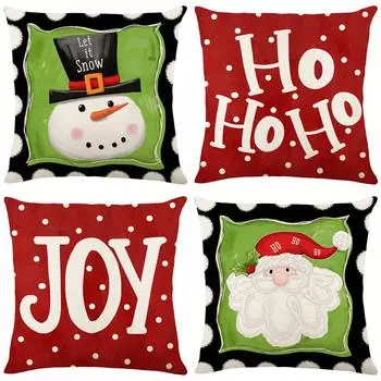 Christmas Pillow Cover Cartoon Christmas Snowman Printed Cushion Home Decor Linen Pillow Cover 45*45cm JYM372-1