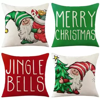 Christmas Pillow Cover Linen Printed Cushion Cover Christmas Gift Home Sofa Pillow Cover 45*45cm JYM191-1