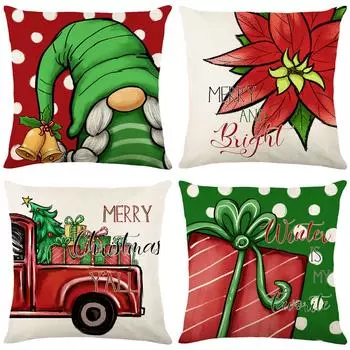 Christmas Pillow Cover Linen Printed Living Room Home Sofa Cushion Cover Pillow Cover 45*45cm JYM208-1
