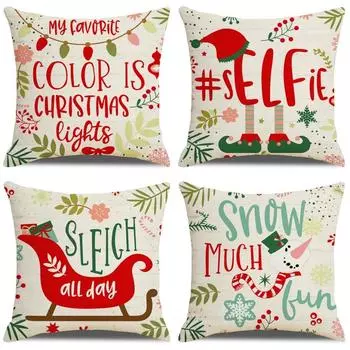 Christmas pillow letter sleigh cartoon pillow case festive holiday decoration sofa office pillow case does not include pillow core 45*45cm