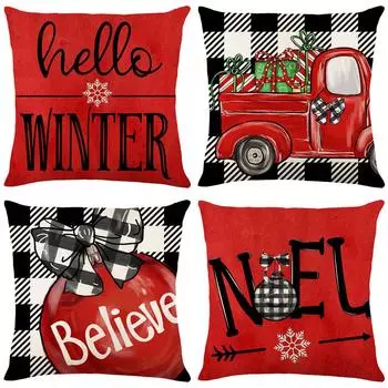 Christmas Pillow Snow Pillow Case Letters Christmas Pillow Printed Cushion Linen Home Sofa Decoration 45*45cm JYM370-1