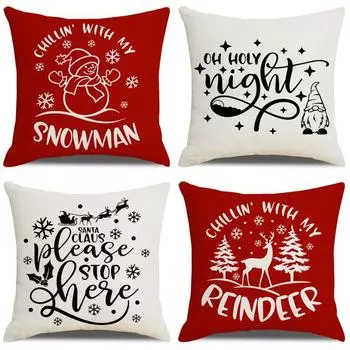 Christmas pillowcase Christmas red snowflake Christmas tree home decoration pillowcase does not include pillow core 45*45cm