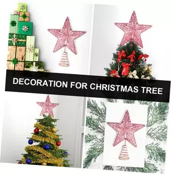 Christmas Pink Pentagon Top Star Tree Topper Exquisite Star Xmas Tree Small Christmas Star Topper Christmas Decorations розовый