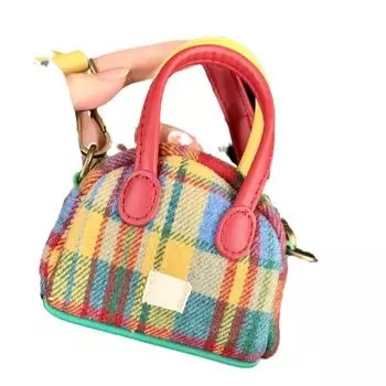 Рождественская клетчатая сумочка 2024 Xiaohongshu с милой мини-сумкой для наушников, сменной сумкой для помады