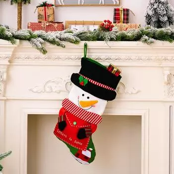 Christmas Playful Holiday Stockings Featuring Snowman And Santa Claus For Family Exchange Gift Snowman Envelope Sock